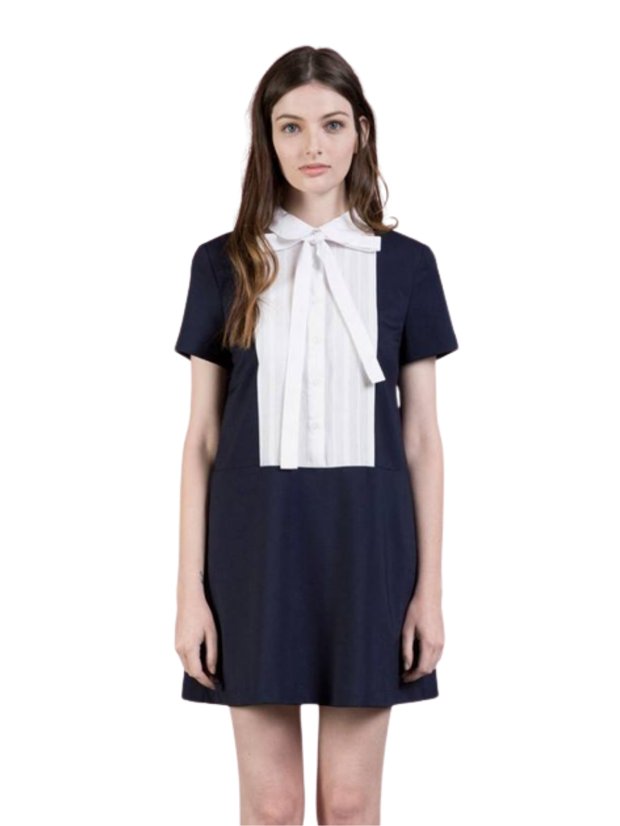 VESTIDO CORTO TUNIC NAVY CON LAZO - 1