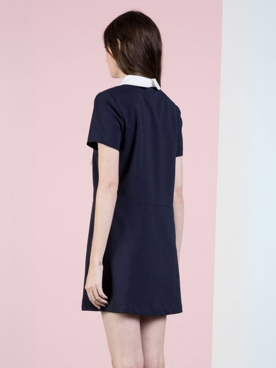 VESTIDO CORTO TUNIC NAVY CON LAZO - 3