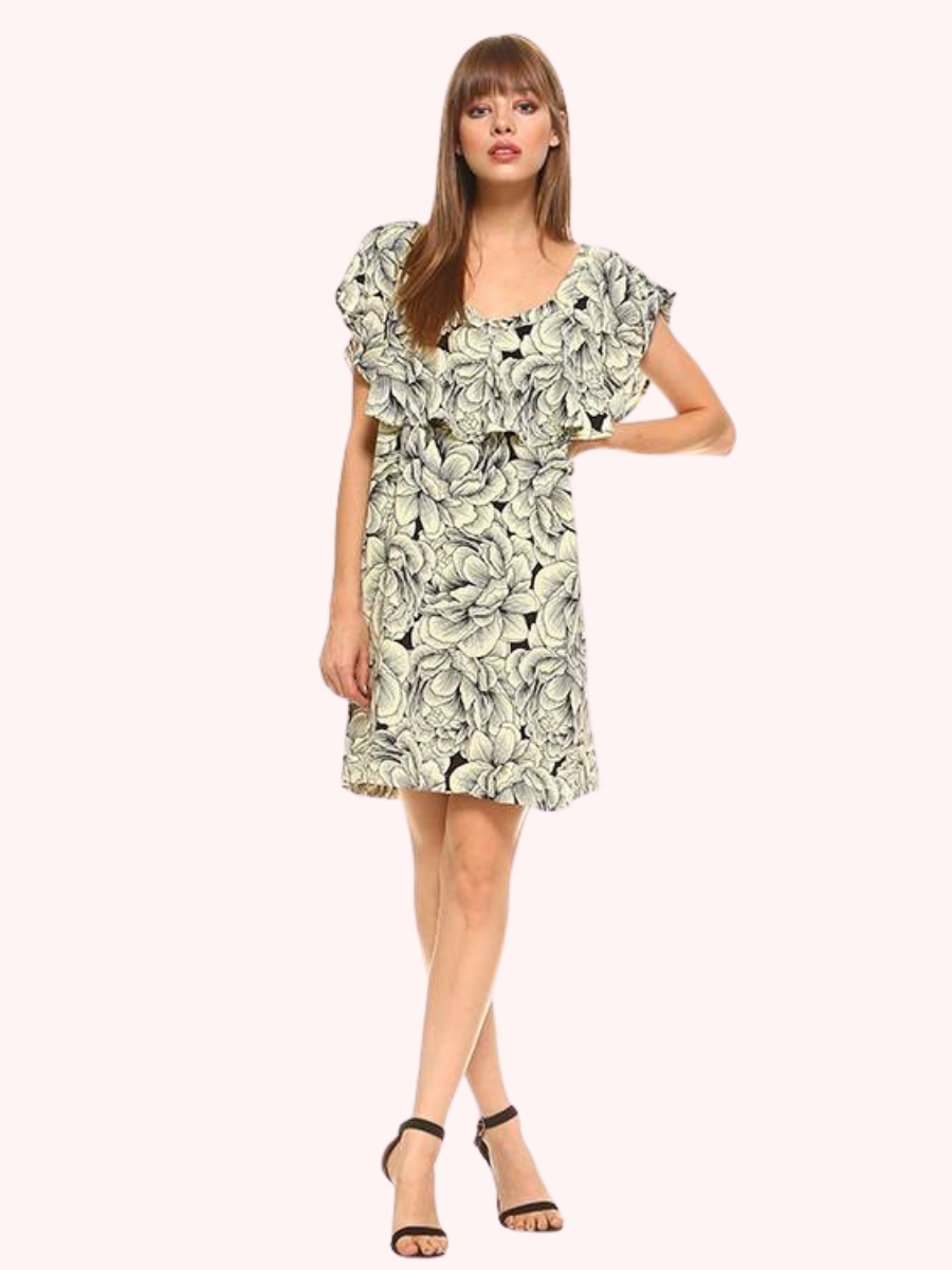 VESTIDO CORTO OFF SHOULDER ESTAMPADO FLORAL - 3