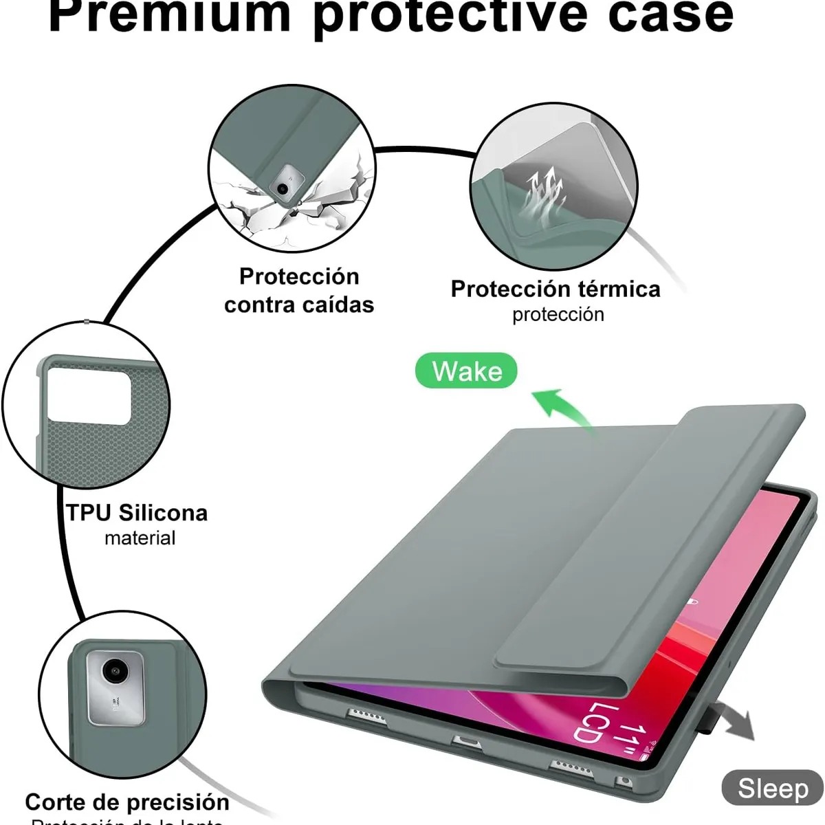 FUNDA CON TECLADO BLUETOOTH TOUCHPAD PARA LENOVO M11 / K11 - VERDE - 2