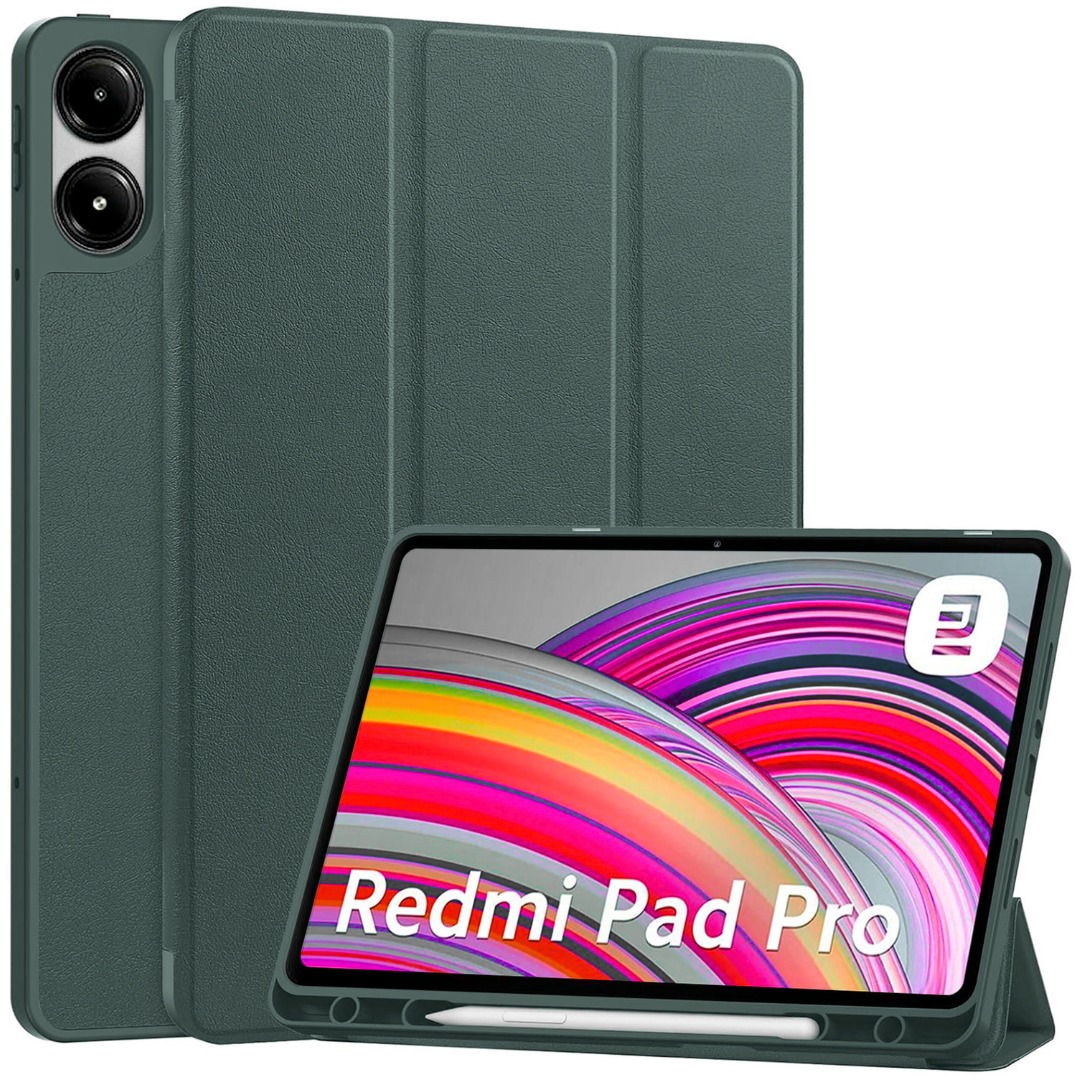 FUNDA SMART CASE PORTAPENCIL PARA REDMI PAD PRO 12 .1' - VERDE - 1