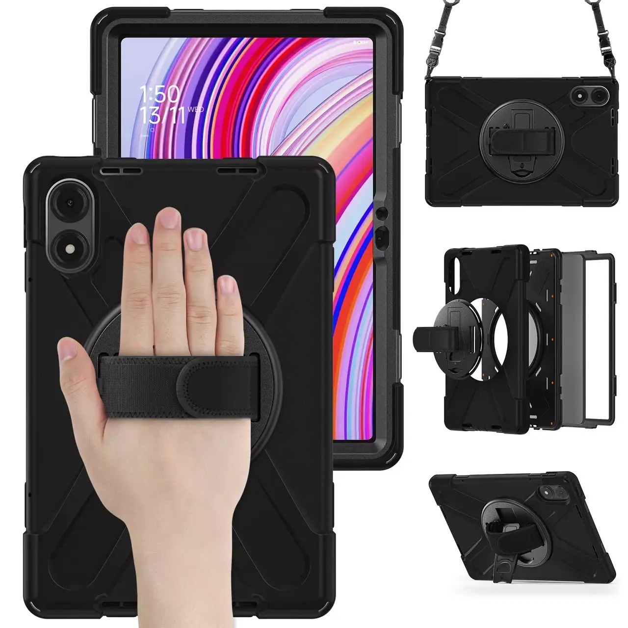 FUNDA PROTECTOR ANTIGOLPE ARMOR 360° PARA REDMI PAD PRO 12 .1' - NEGRO - 1