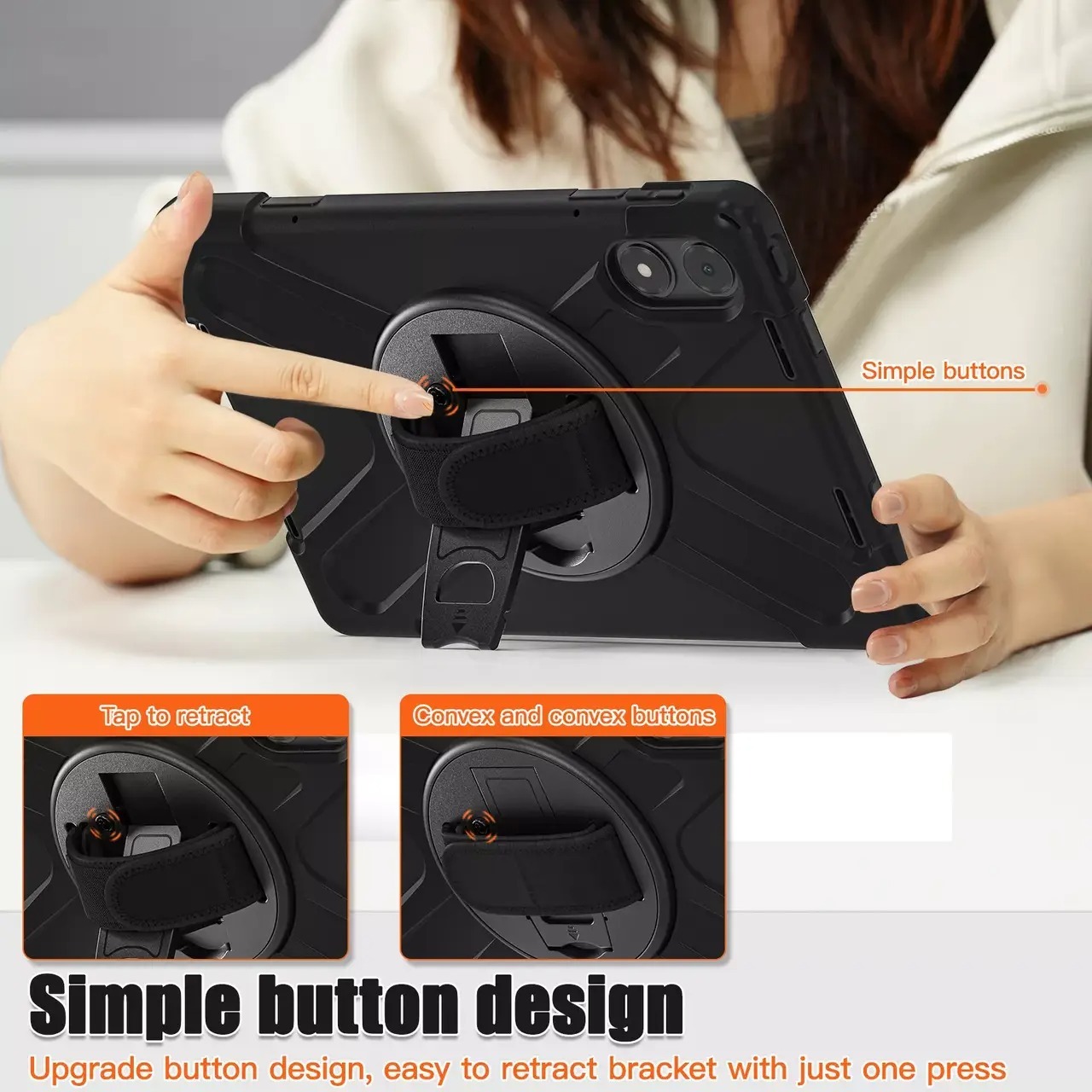 FUNDA PROTECTOR ANTIGOLPE ARMOR 360° PARA REDMI PAD PRO 12 .1' - NEGRO - 5