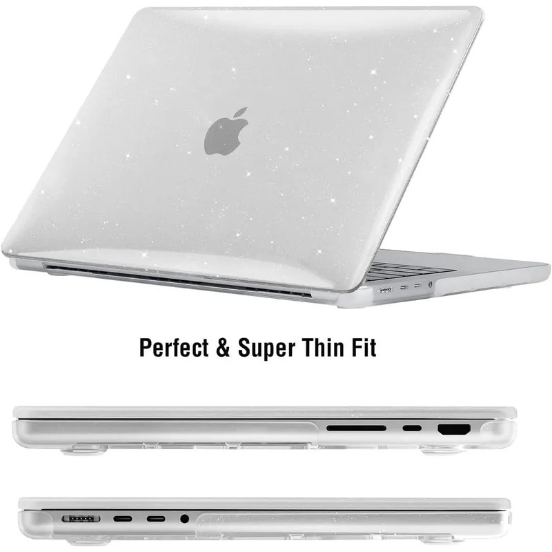 FUNDA CASE PARA MACBOOK AIR 13.6 ' M5 A3449 / M4 A3240/ M3 A3113 / M2 A2681 - TRANSPARENTE ESCARCHADO - 3