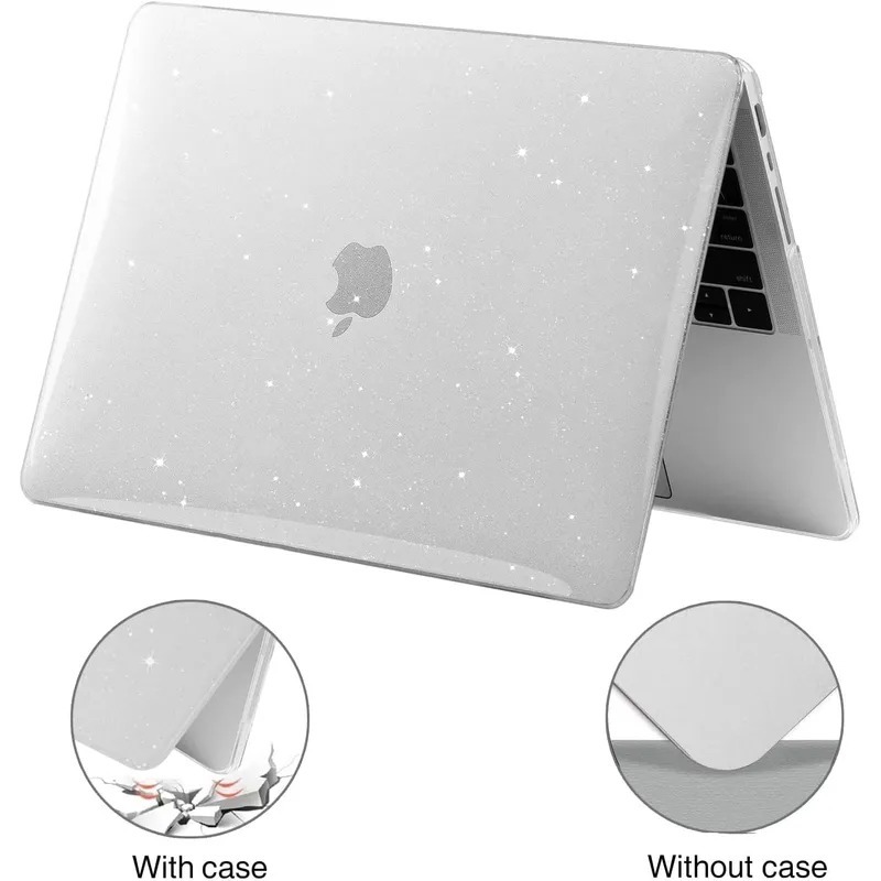 FUNDA CASE PARA MACBOOK AIR 13.6 ' M5 A3449 / M4 A3240/ M3 A3113 / M2 A2681 - TRANSPARENTE ESCARCHADO - 4