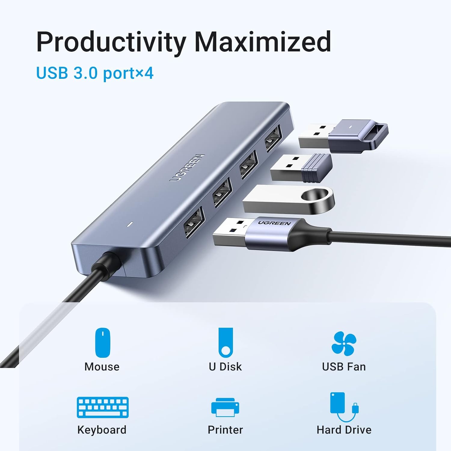 UGREEN ADAPTADOR HUB TIPO C 4PUERTOS USB A 3.0 CM219 / 70336 - 2