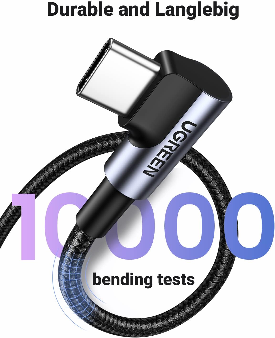 UGREEN CABLE CARGA RÁPIDA 1M USB A A USB C 90 GRADOS US176 20856 - 5