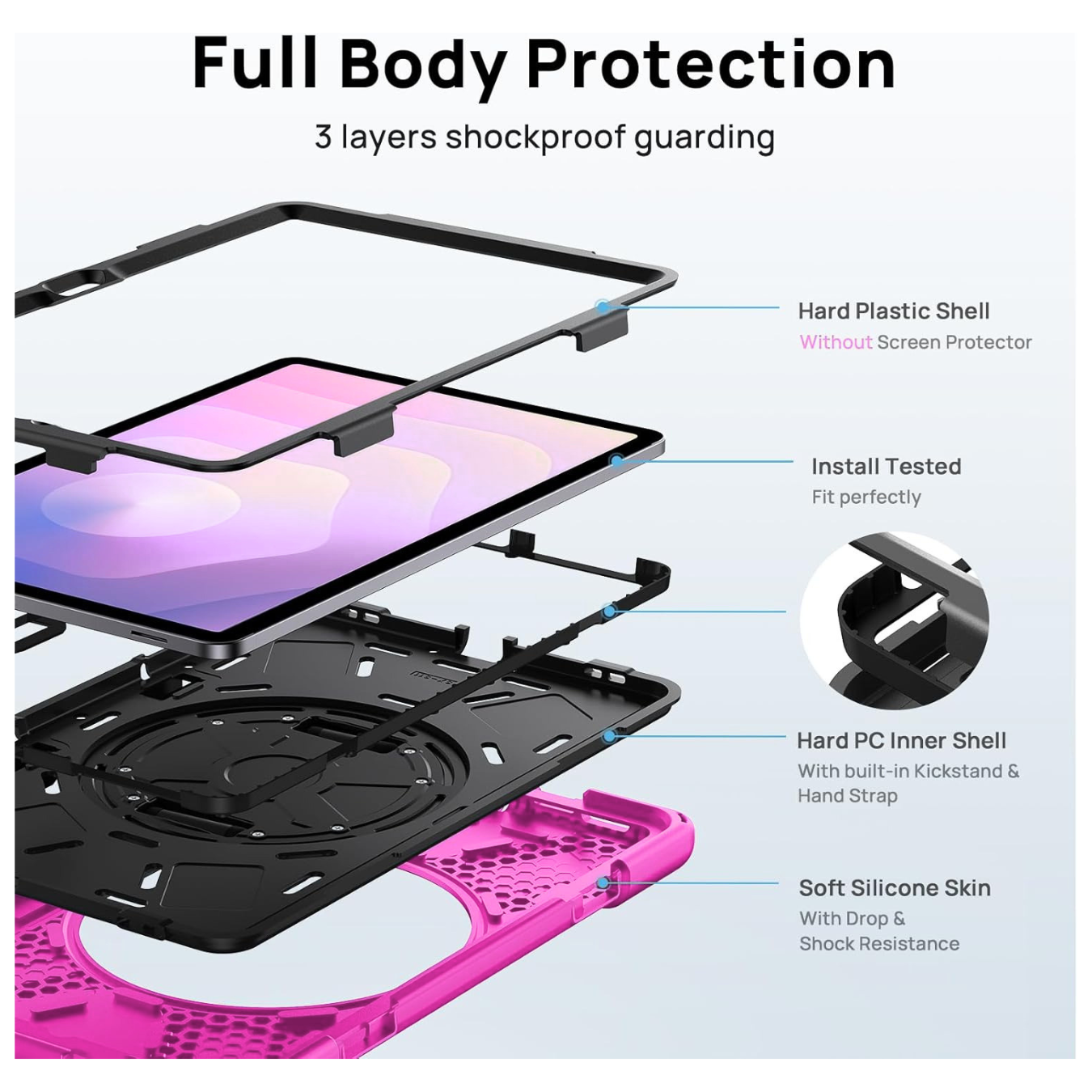 FUNDA ANTIGOLPE ARMOR CORREA 360° PARA SAMSUNG TAB S11 - FUCSIA - 2