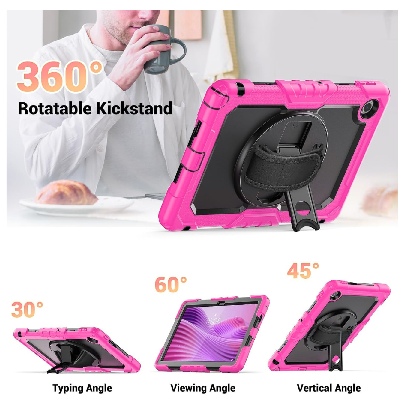 FUNDA ANTIGOLPE ARMOR CORREA 360° PARA LENOVO TAB 10. 1' TB-311 FUCSIA - 2