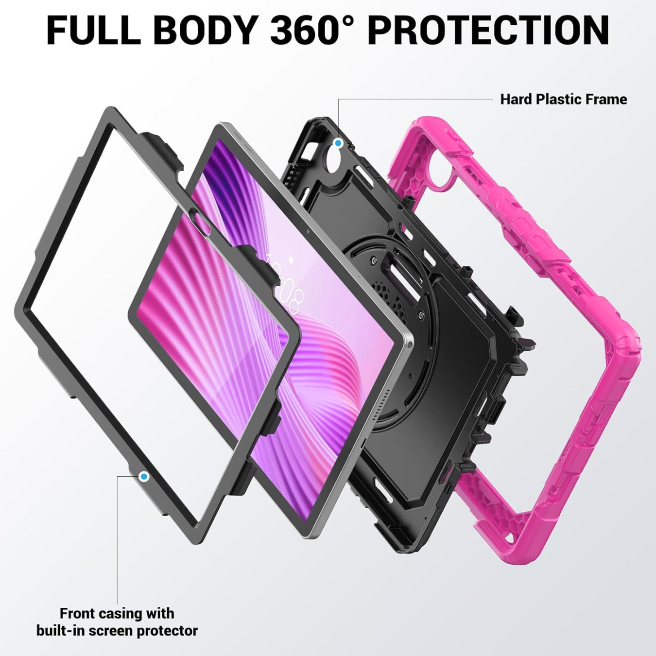 FUNDA ANTIGOLPE ARMOR CORREA 360° PARA LENOVO TAB 10. 1' TB-311 FUCSIA - 3