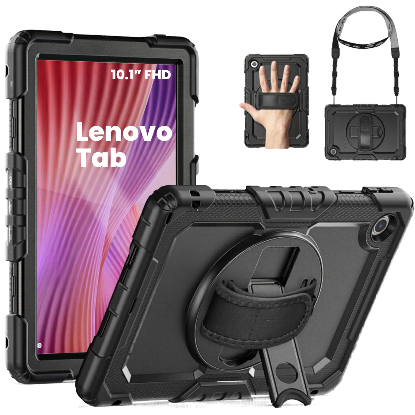 FUNDA ANTIGOLPE ARMOR CORREA 360° PARA LENOVO TAB 10. 1' TB-311 NEGRO - 1