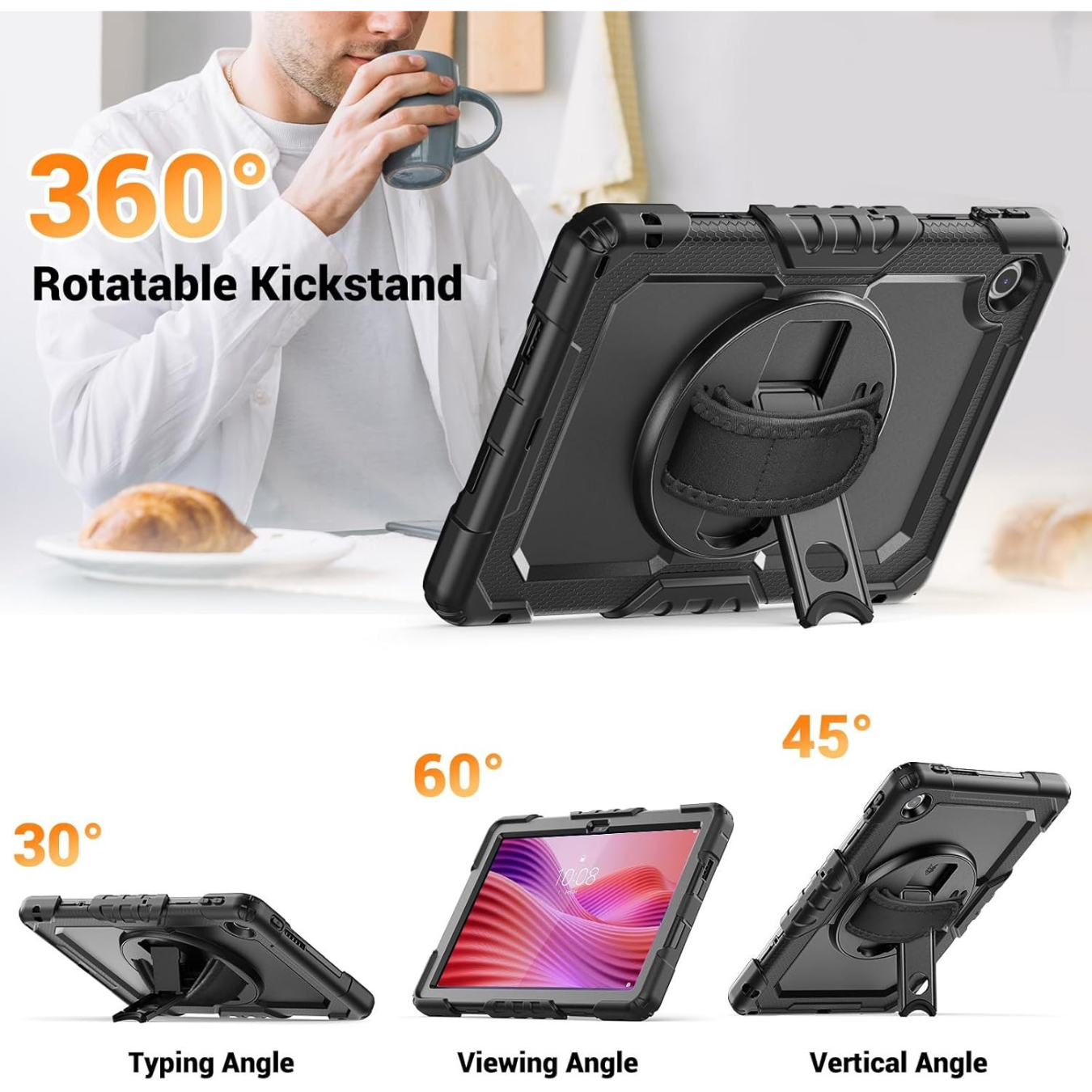 FUNDA ANTIGOLPE ARMOR CORREA 360° PARA LENOVO TAB 10. 1' TB-311 NEGRO - 2
