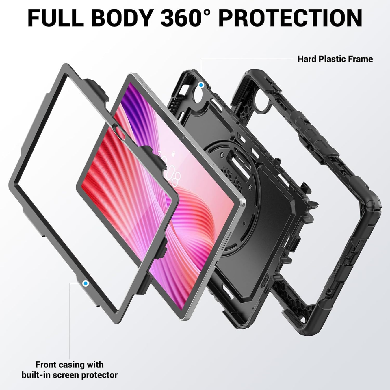 FUNDA ANTIGOLPE ARMOR CORREA 360° PARA LENOVO TAB 10. 1' TB-311 NEGRO - 4
