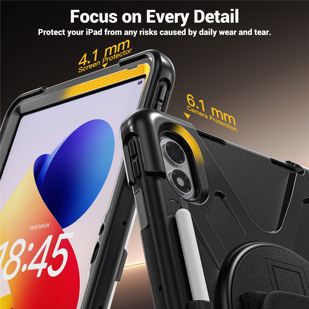 FUNDA PROTECTOR ANTIGOLPE ARMOR 360° PARA REDMI PAD 2 PRO 12 .1' - NEGRO - 4