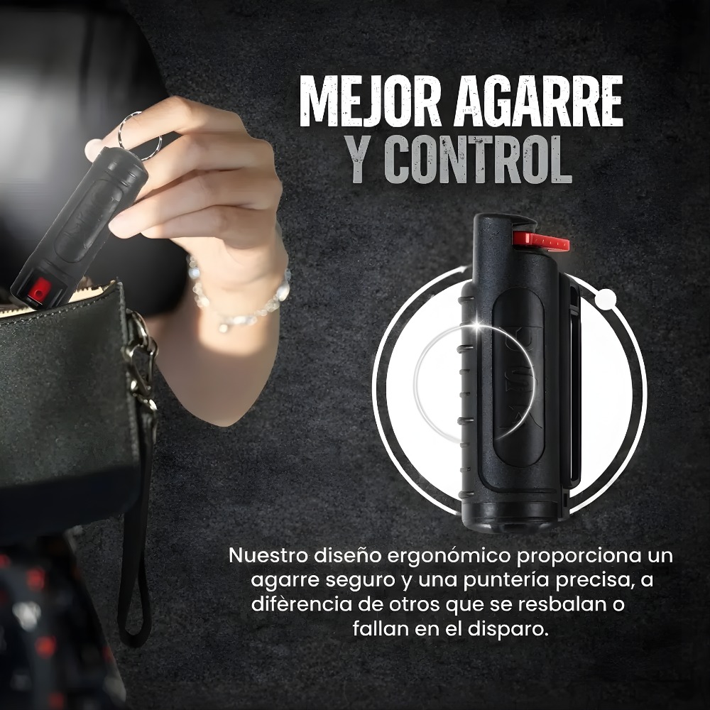 GAS PIMIENTA DEFENSA PERSONAL 20ML LLAVERO CLIP NEGRO - 10