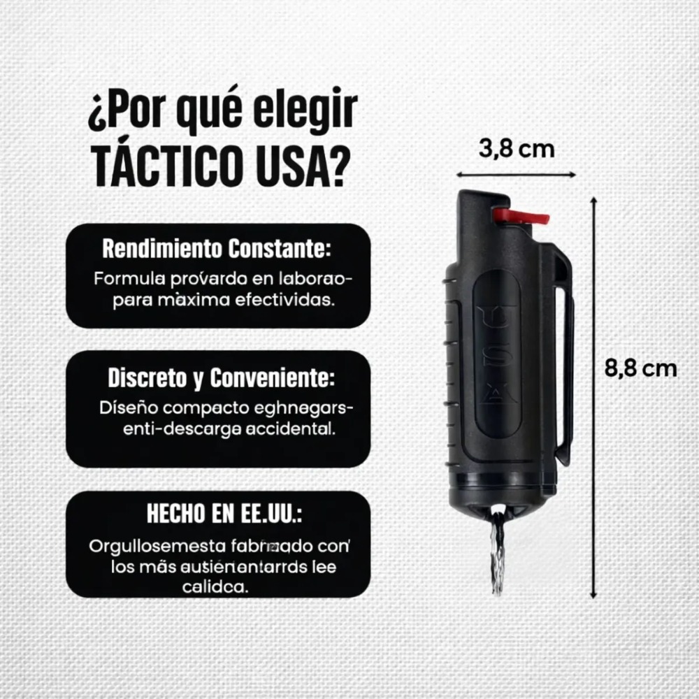 GAS PIMIENTA DEFENSA PERSONAL 20ML LLAVERO CLIP NEGRO - 6