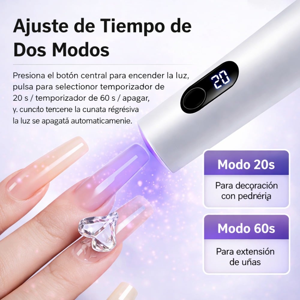 MINI LINTERNAUV PARA UÑAS GEL SUPERFIRE S6 3W RECARGABLE USB BLANCO USB - 3