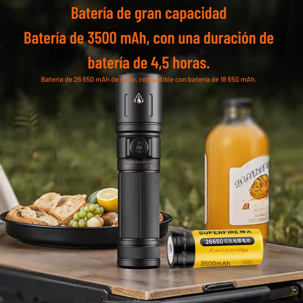 MINI LINTERNA LED RECARGABLE SUPERFIRE F1-G USB-C BLANCO NEGRO - 6