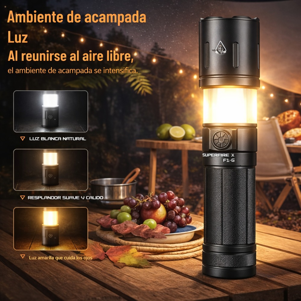 MINI LINTERNA LED RECARGABLE SUPERFIRE F1-G USB-C BLANCO NEGRO - 7