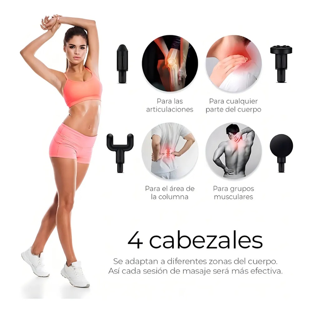 PISTOLA DE MASAJE MUSCULAR PARA RELAJAR ALIVIAR EL DOLOR ROJO - 2