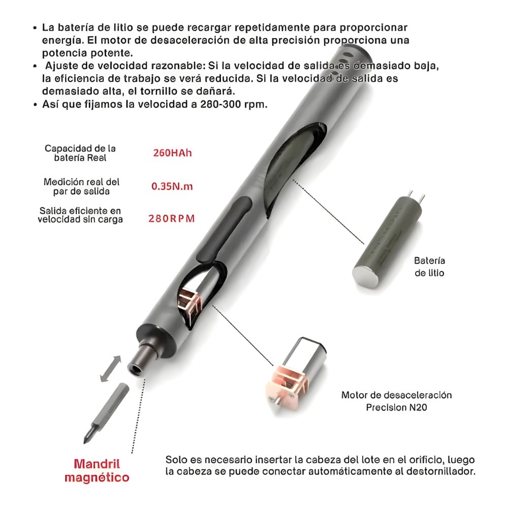 MINI DESTORNILLADOR ELÉCTRICO PROFESIONAL PORTÁTIL ACCESORIO - 2