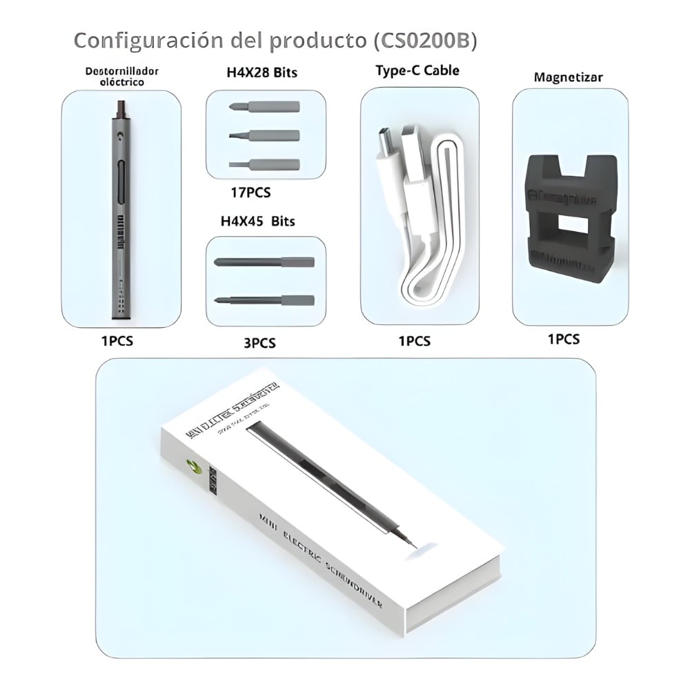 MINI DESTORNILLADOR ELÉCTRICO PROFESIONAL PORTÁTIL ACCESORIO - 3