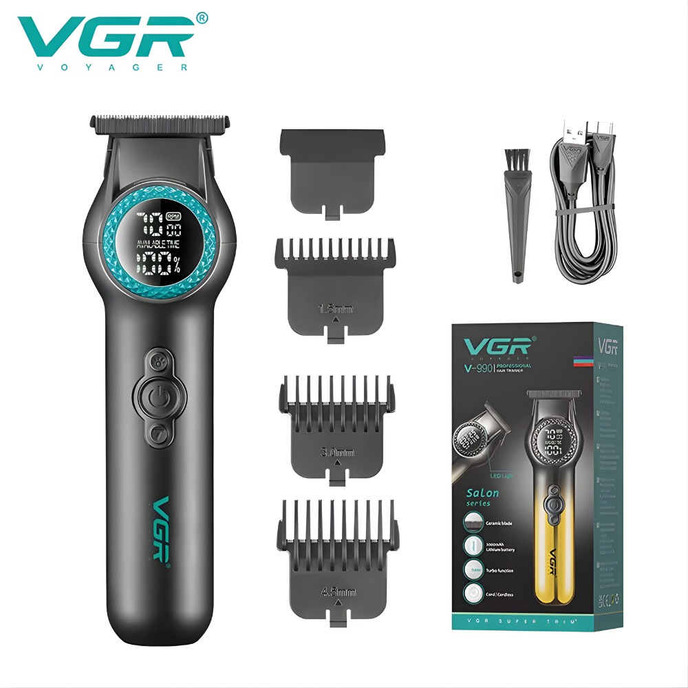 MÁQUINA TRIMMER PROFESIONAL VGR V-990 LUZ LED TURBO 8000RPM - 3