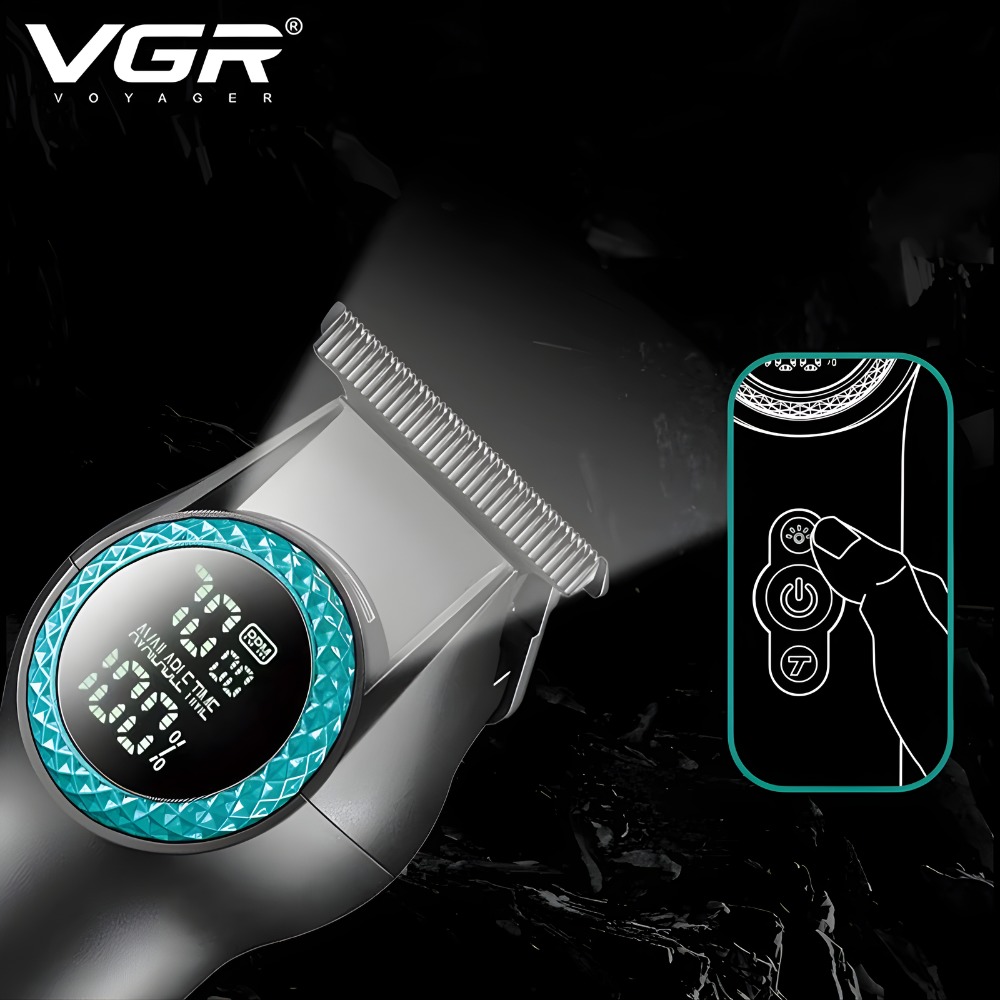 MÁQUINA TRIMMER PROFESIONAL VGR V-990 LUZ LED TURBO 8000RPM - 7