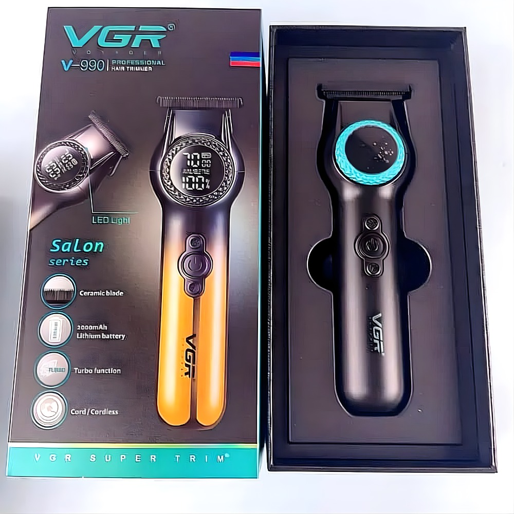 MÁQUINA TRIMMER PROFESIONAL VGR V-990 LUZ LED TURBO 8000RPM - 8