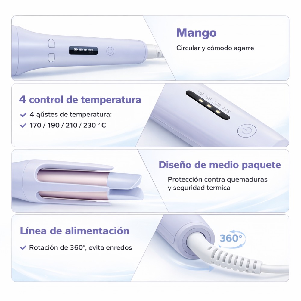 RIZADORA DE CABELLO AUTOMÁTICO EGGROLL 30 LILA - 6