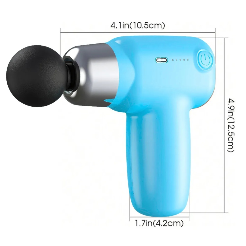 PISTOLA MASAJEADORA PARA CUERPO ENTERO CON 4 CABEZALES CELESTE - 5
