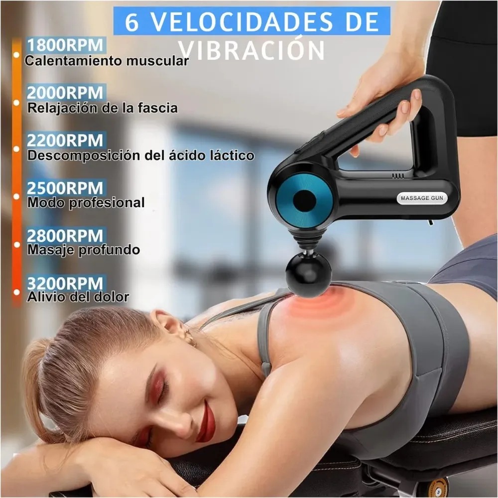 PISTOLA DE MASAJE DE TEJIDO PROFUNDO, MASAJEADOR MUSCULAR - 8