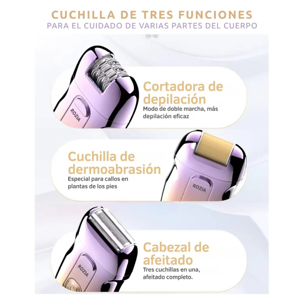 DEPILADORA FACIAL Y CORPORAL PARA DAMA 3 EN1 RECARGABLE - 7