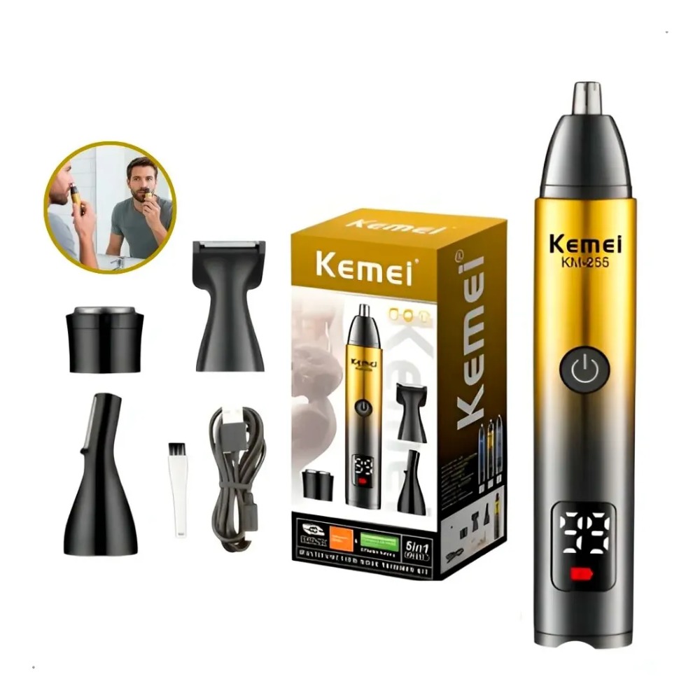 CORTADORA DE CABELLO KEMEI KM-255 4 EN 1 RECARGABLE PORTATIL - 4