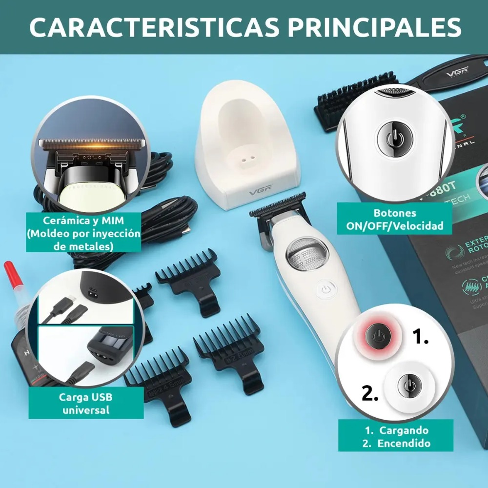 CORTADORA PELO PATILLERA VGR V-880T ROTATECH BLDC 7200RPM - 9
