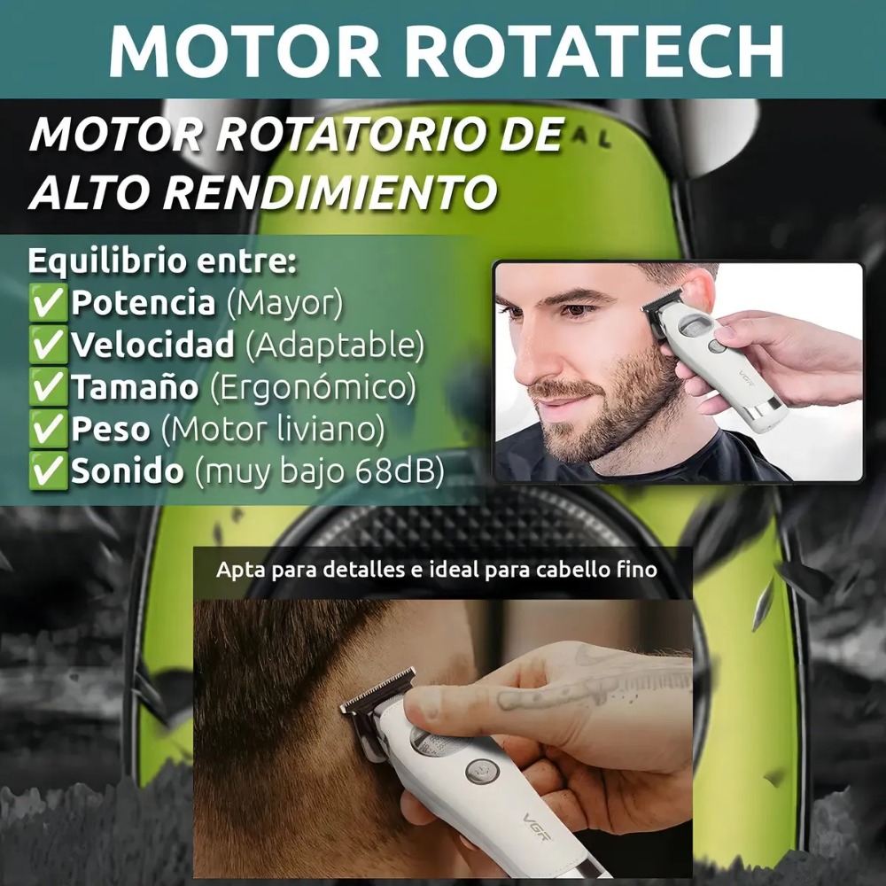 CORTADORA PELO PATILLERA VGR V-880T ROTATECH BLDC 7200RPM - 4
