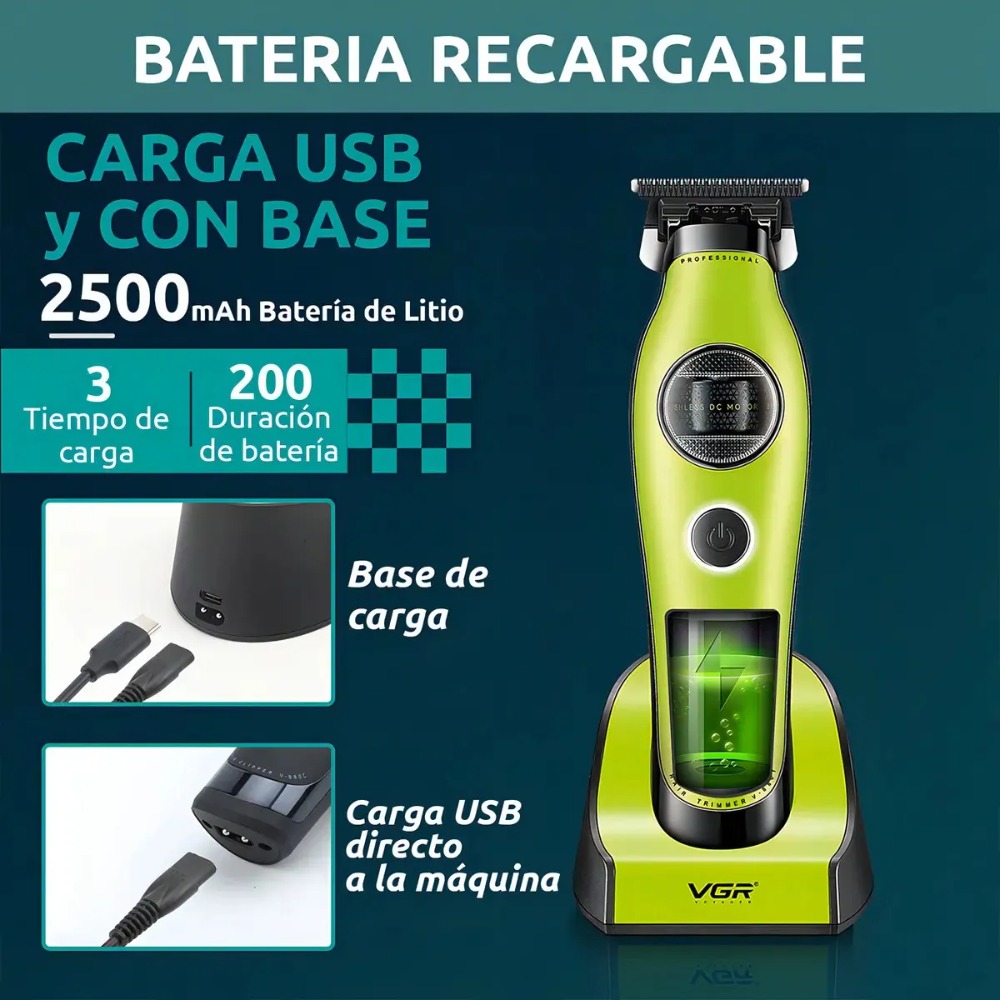 CORTADORA PELO PATILLERA VGR V-880T ROTATECH BLDC 7200RPM - 6