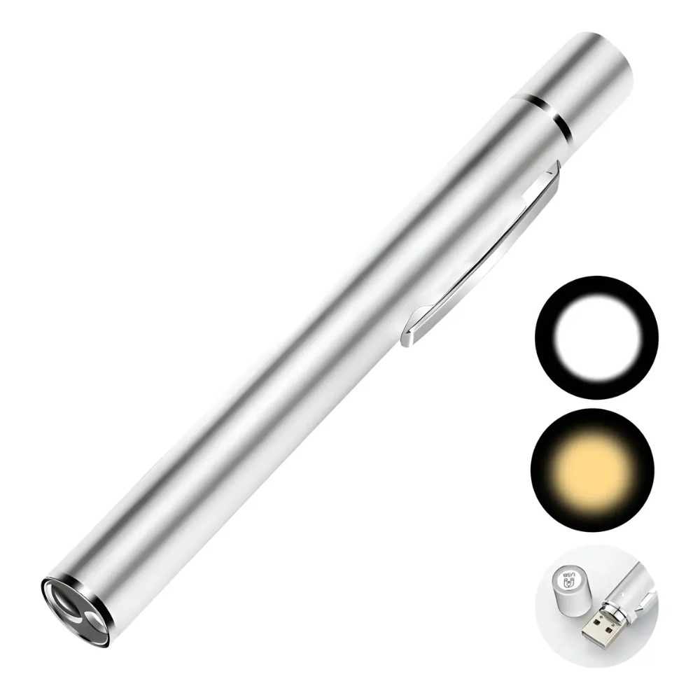 LINTERNA MÉDICA LED RECARGABLE USB CON LUZ BLANCA Y CÁLIDA - 1