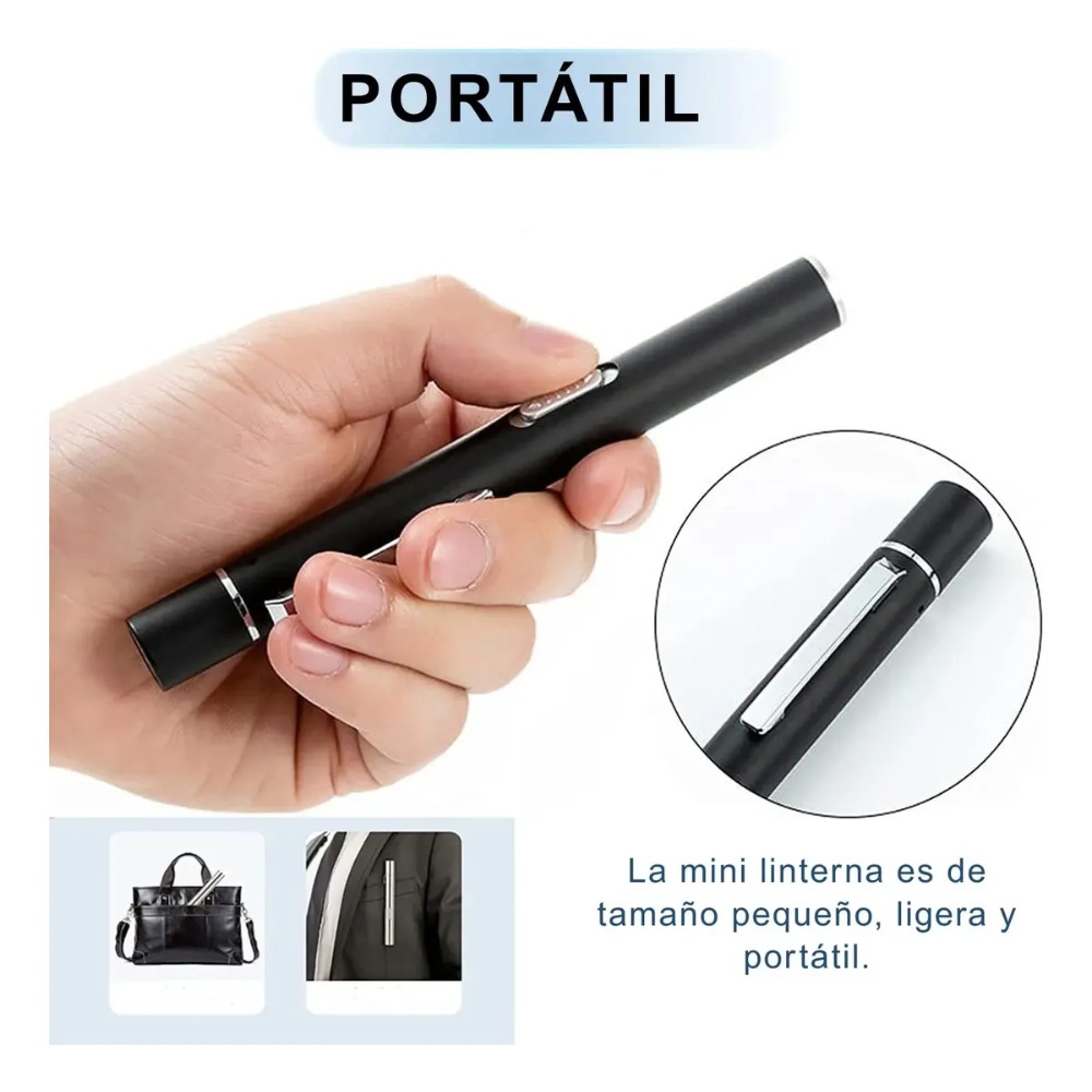 LINTERNA MÉDICA LED RECARGABLE USB CON LUZ BLANCA Y CÁLIDA - 6