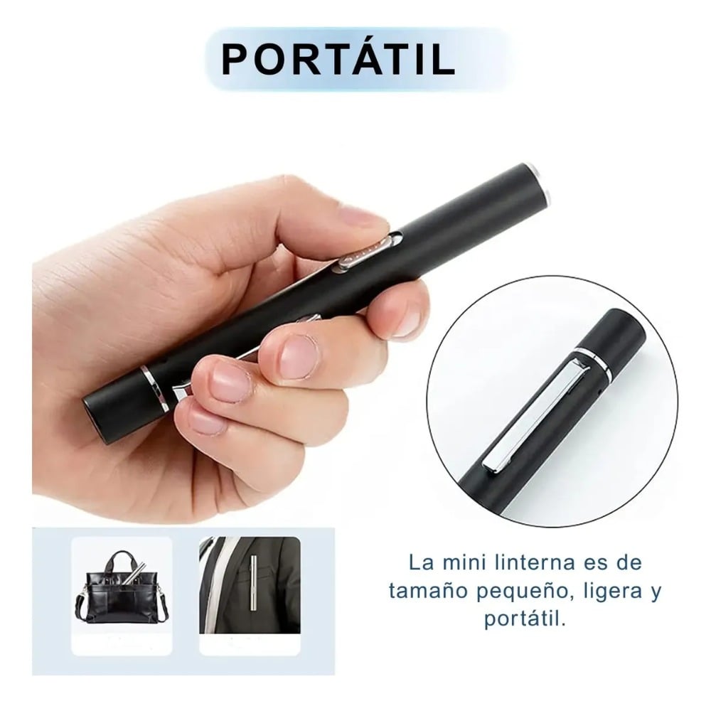 LINTERNA MÉDICA LED RECARGABLE USB CON LUZ BLANCA - 4