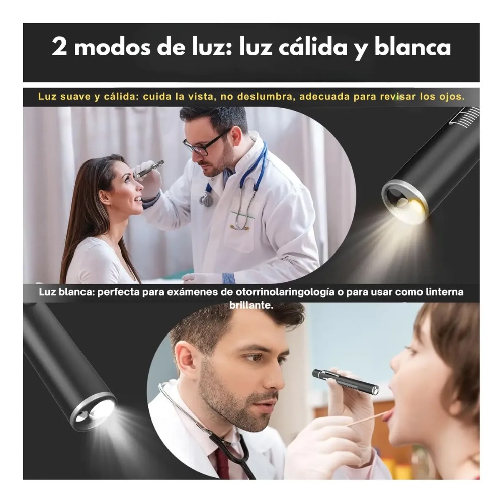 LINTERNA MÉDICA LED RECARGABLE USB CON LUZ BLANCA - 5