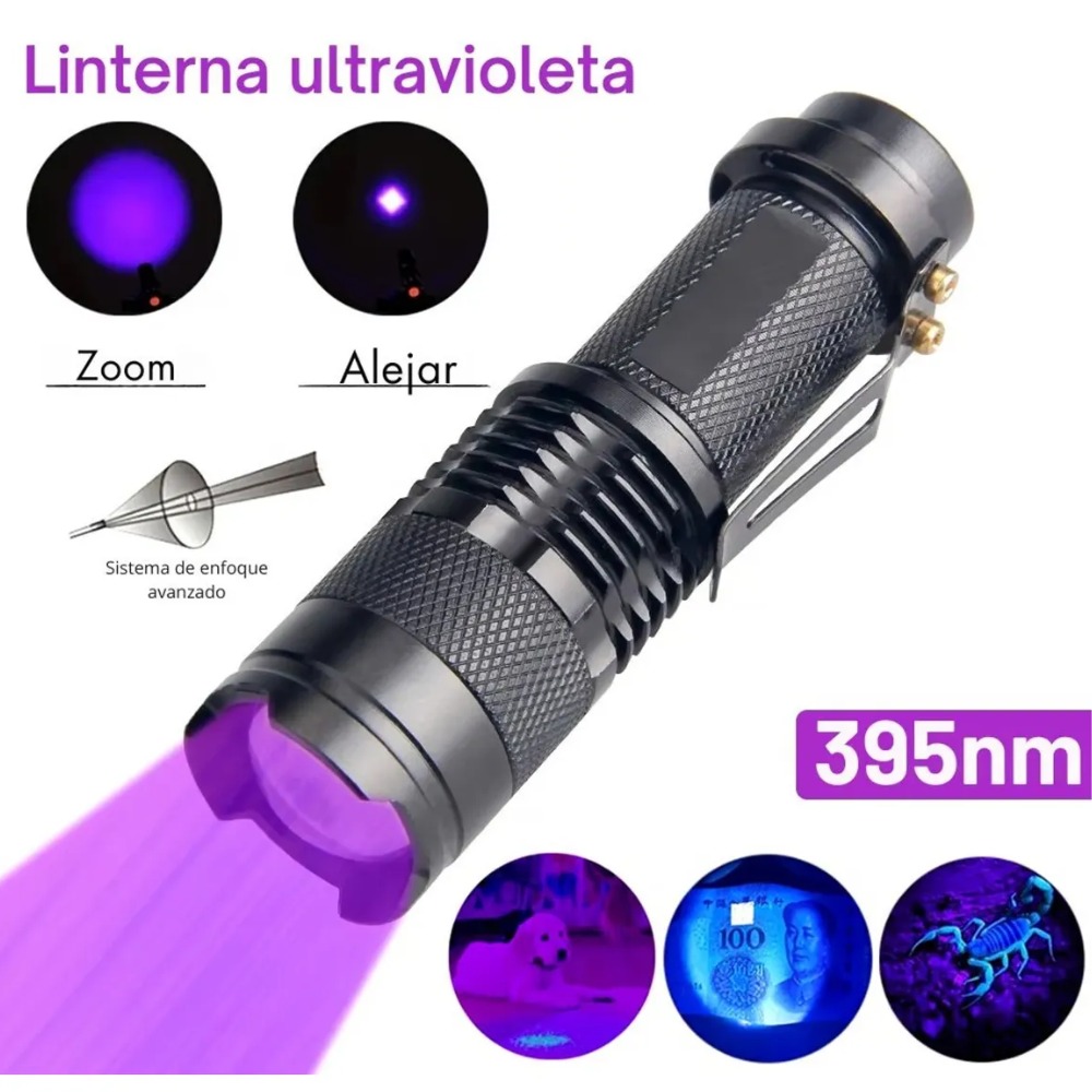 MINI LINTERNA LED UV MULTIPROPÓSITO DETECTOR BILLETES FALSOS - 4