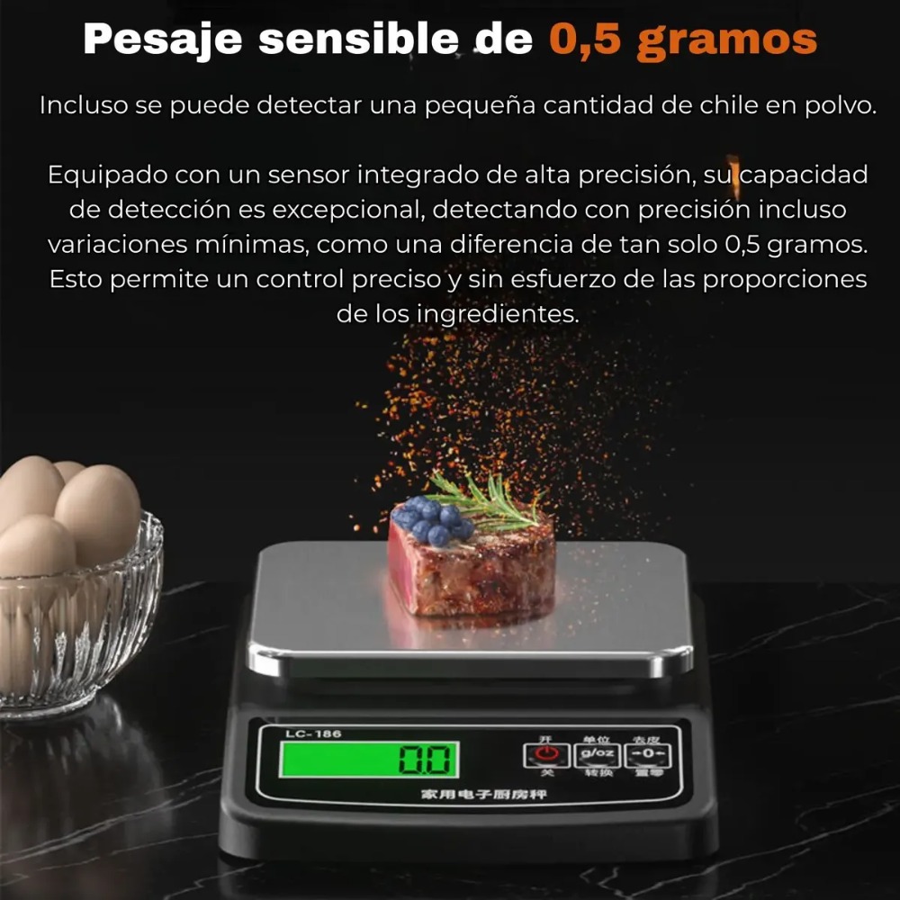 BALANZA DIGITAL COCINA 5KG ALTA PRECISIÓN ACERO INOXIDABLE - 8