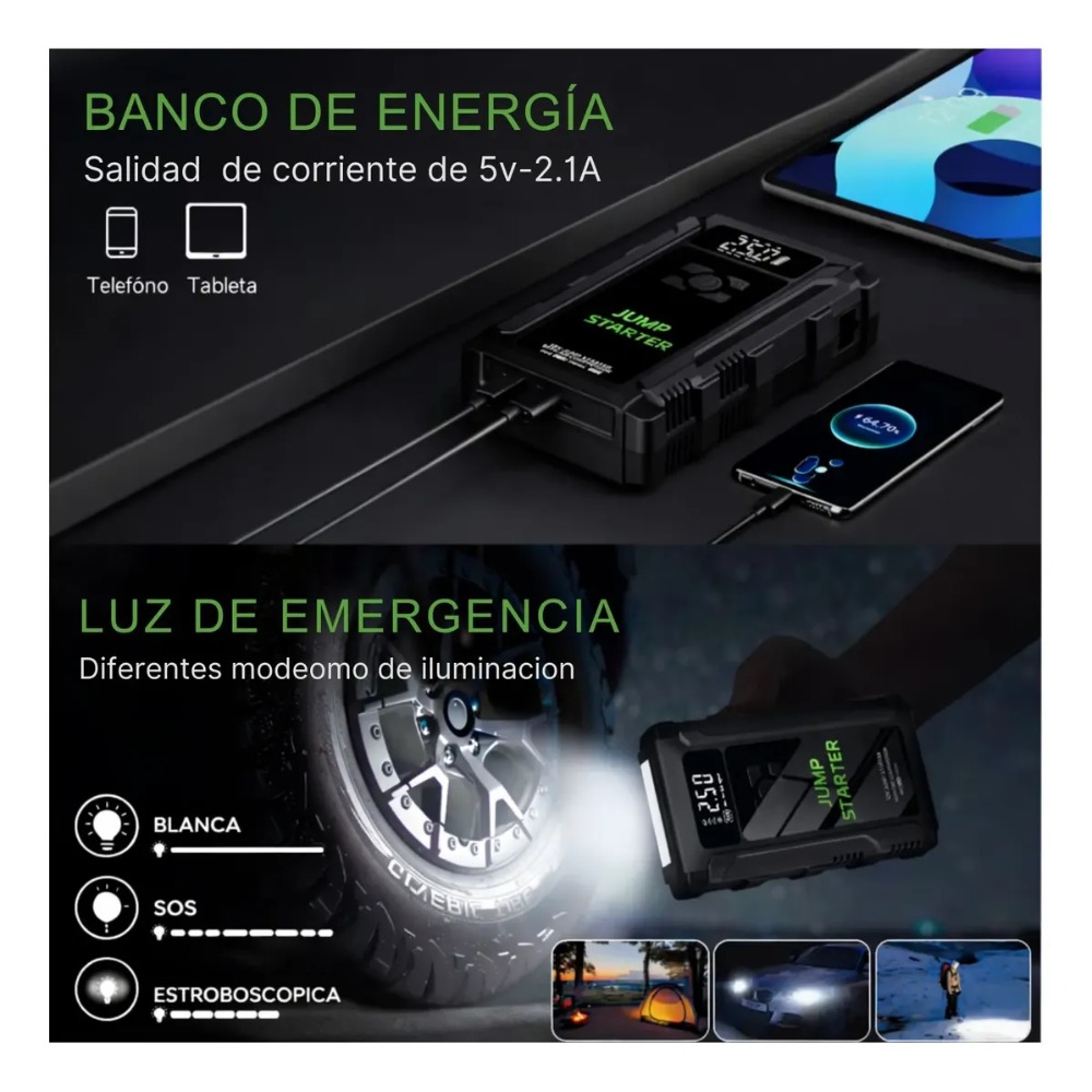 ARRANCADOR DE VEHÍCULOS AUTO, CAMIONETA Y SUV HASTA 8.5L - 4