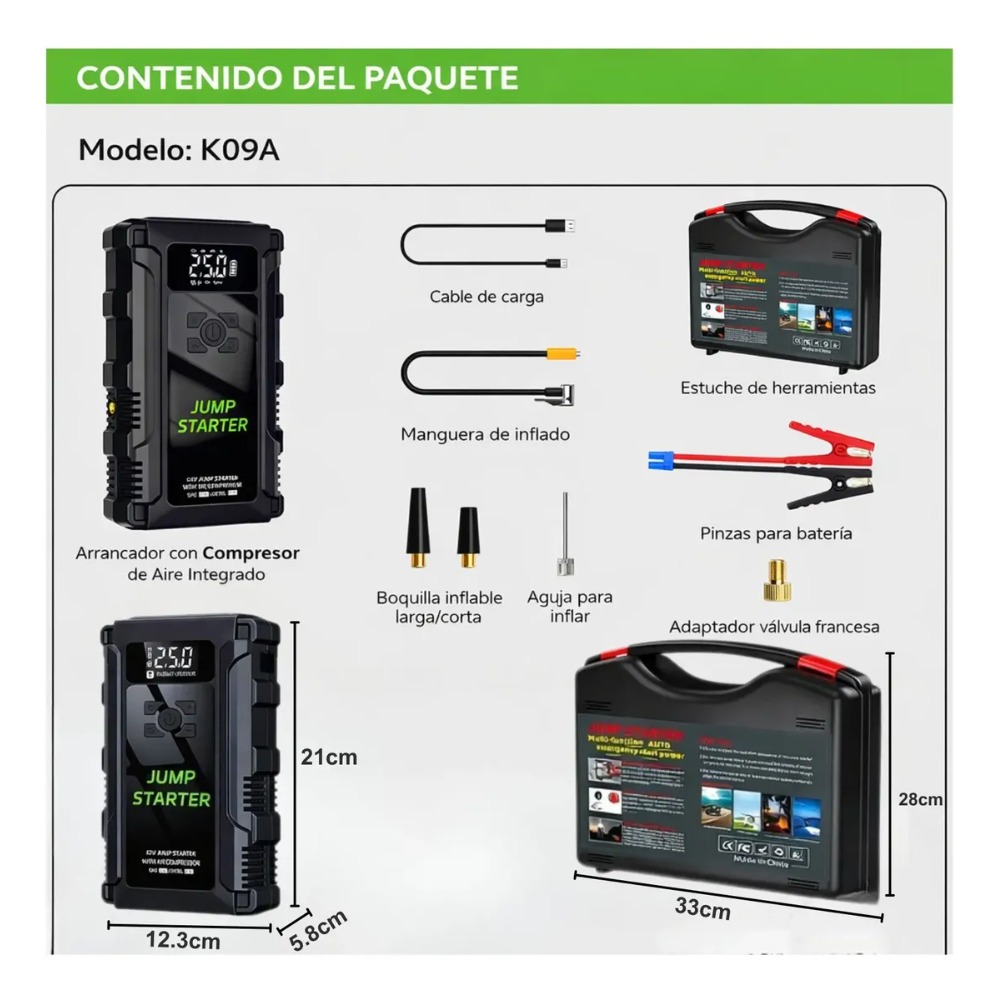 ARRANCADOR DE VEHÍCULOS AUTO, CAMIONETA Y SUV HASTA 8.5L - 7