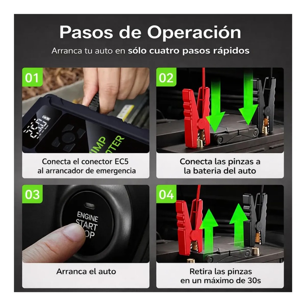 ARRANCADOR DE VEHÍCULOS AUTO, CAMIONETA Y SUV HASTA 8.5L - 8