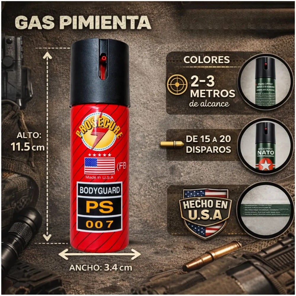 GAS PIMIENTA DEFENSA PERSONAL SPRAY SEGURIDAD 60ML - 4