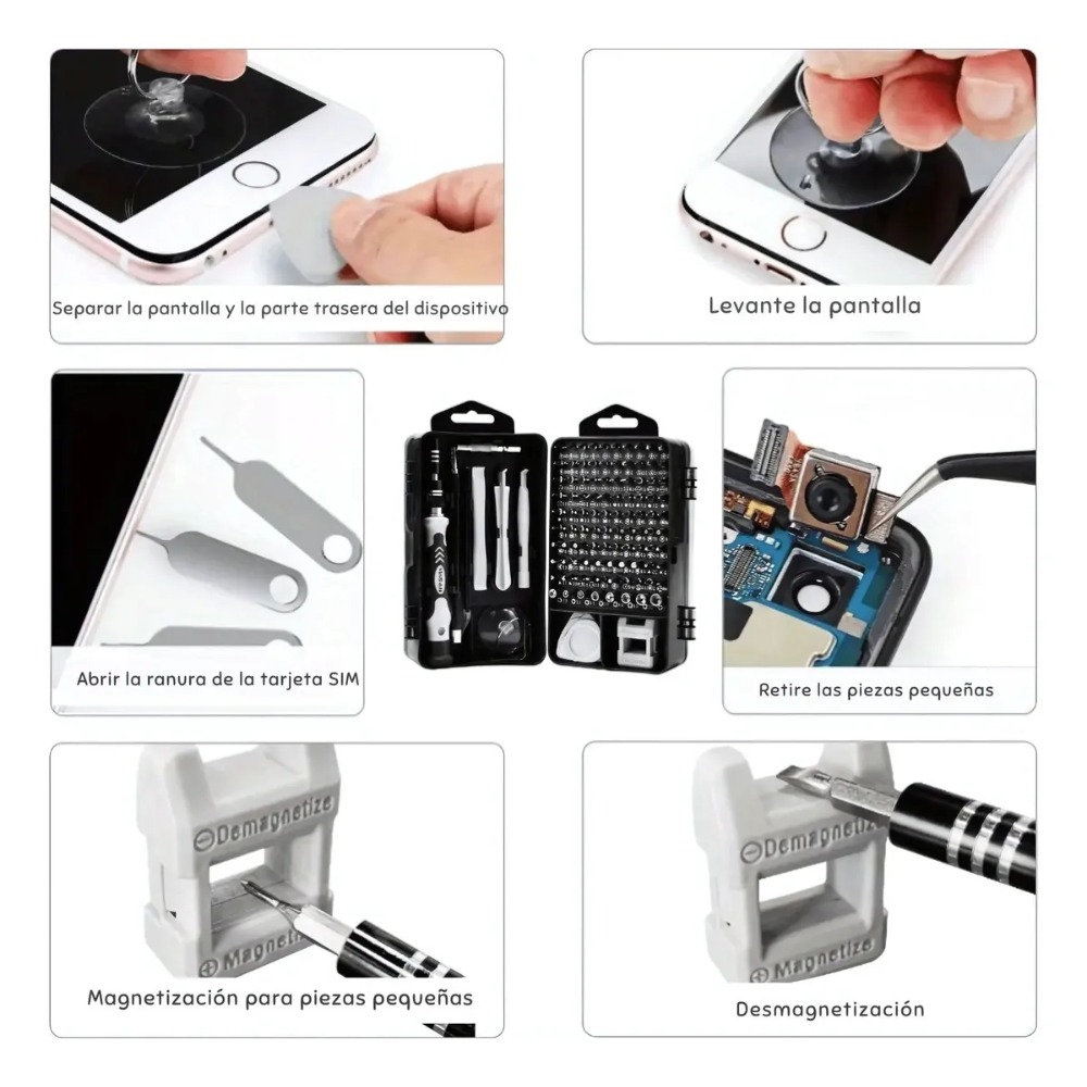 KIT DESTORNILLADORES PRECISIÓN 110 PIEZAS CELULAR LAPTOP PC - 6
