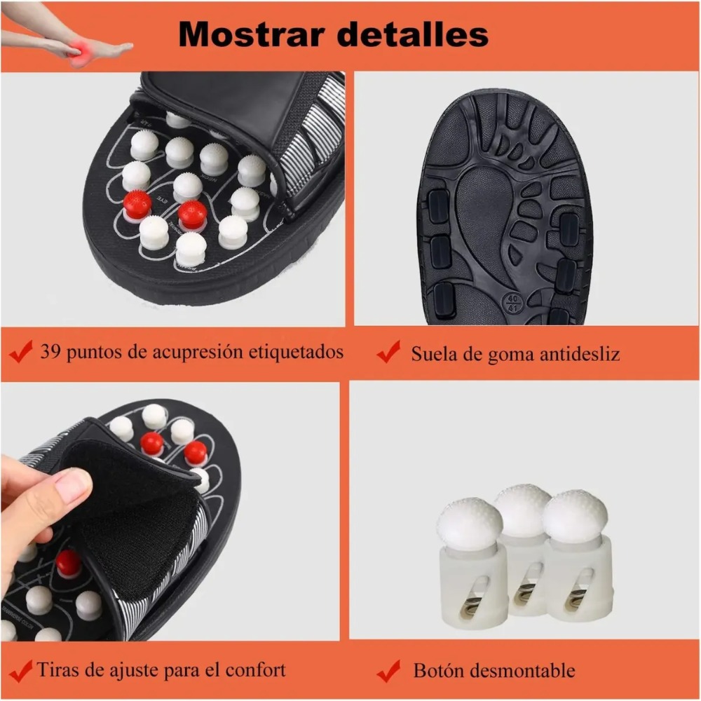 MASAJEADORAS SANDALIAS FASCITIS PLANTAR ALIVIO DOLOR PIES TALLA 38-39 - 4
