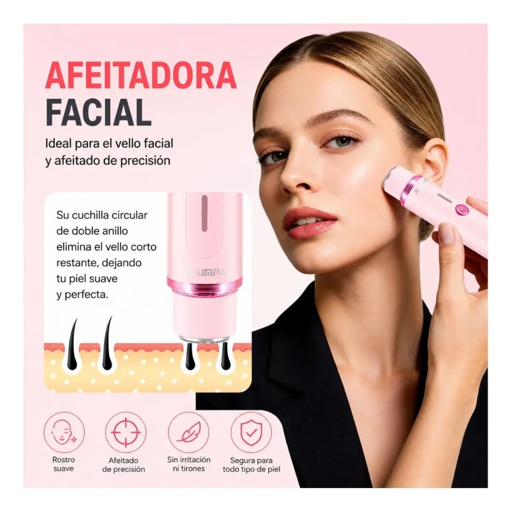 RASURADORA MUJER 2 EN 1 FACIAL Y CORPORAL PORTÁTIL - 4